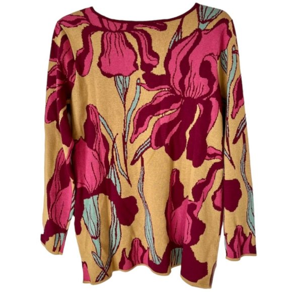 Soft Surroundings Purple Iris Sweater - Aqua, Olive, Pink, Purple - M - Picture 4 of 8